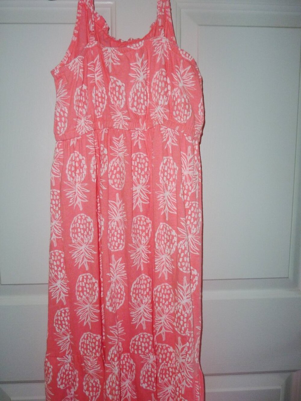 Cat & Jack Bright Orange and White Dress With Pineapple Print Girl's Sz. 10 12